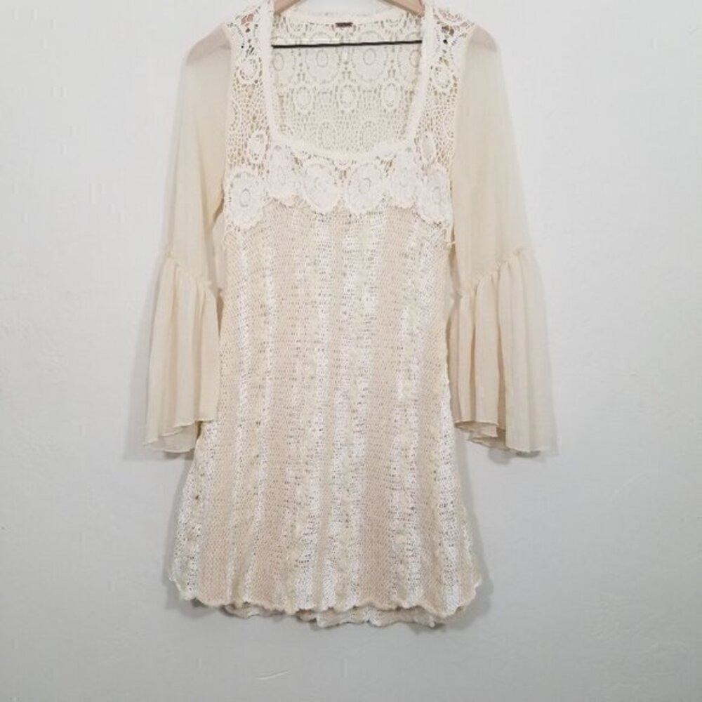 Free People Cream Bell Sleeve Sundress